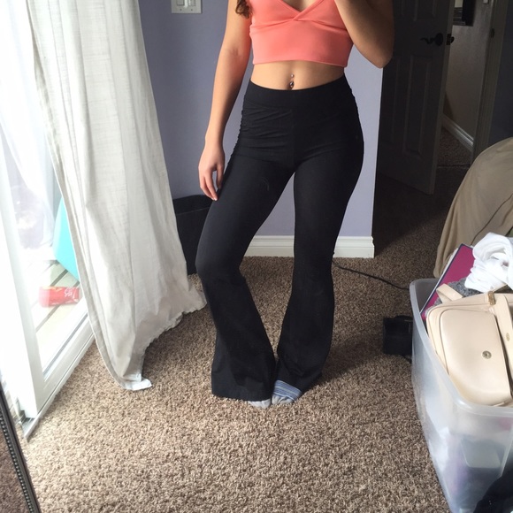 black flared leggings