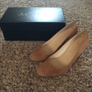 J. Crew Martina suede wedges, burnt sienna, size 6