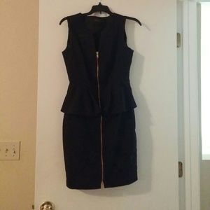 REDUCED!! Black peplum dress with dual zipper