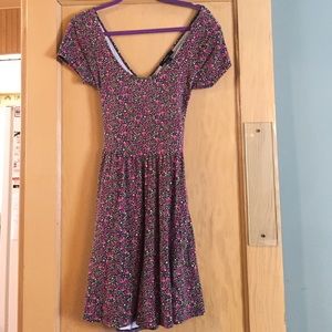 Floral dress with a cross over back