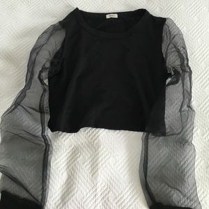 Black Tobi crop top with sheer long sleeves :)