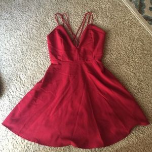 Strappy red A-line dress