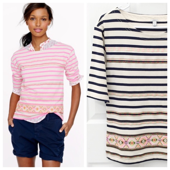 J. Crew Stitchwork Stripe Top