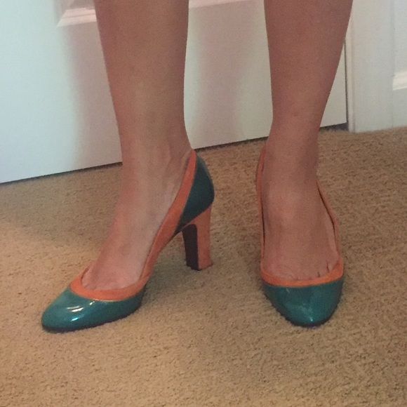 J.crew leather & suede teal pumps Size 7.5