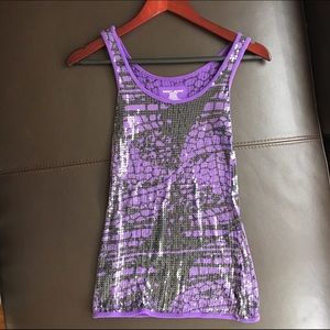 DKNY Purple Sequin Tank Top