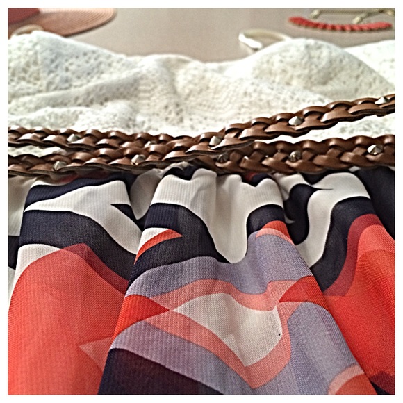 ❌DONATED❌ Lace/Chiffon Chevron Print Maxi Dress - Picture 2 of 4