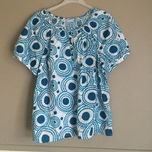 Fun short sleeve, turquoise top. Fits size 2x.