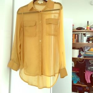 See through long button down shirt