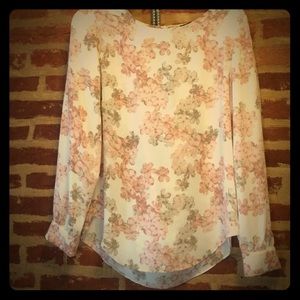 White floral long sleeve blouse