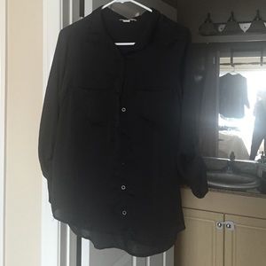 Silky black button up