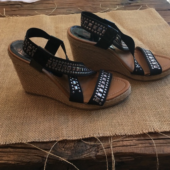 Black studded wedges 🤑. REDUCED - Picture 2 of 3