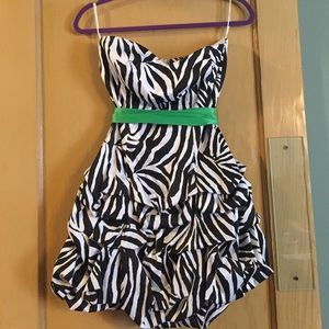 Strapless zebra print dress