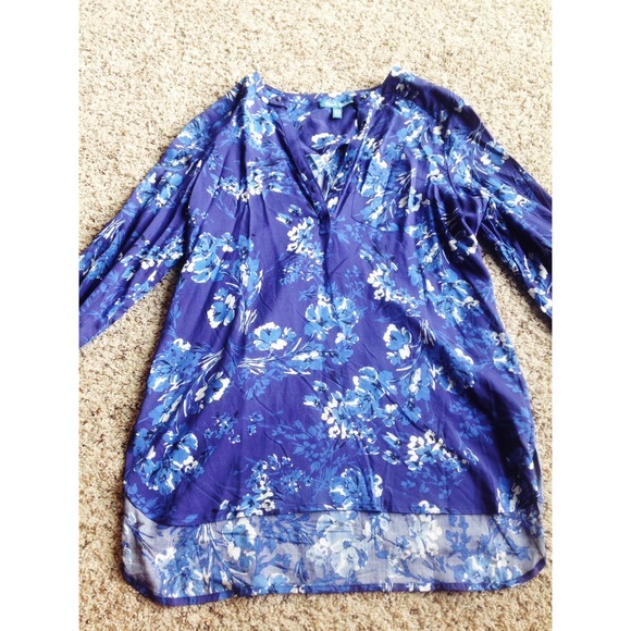 NWOT High Low Flower Blouse