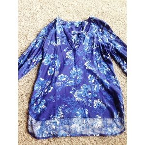 NWOT High Low Flower Blouse