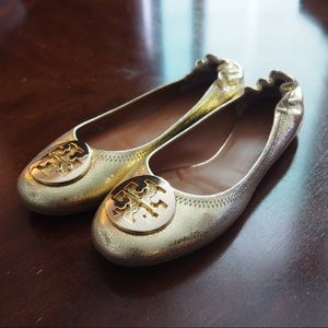Tory Burch Reva Crackled Mirror Ballet Flats