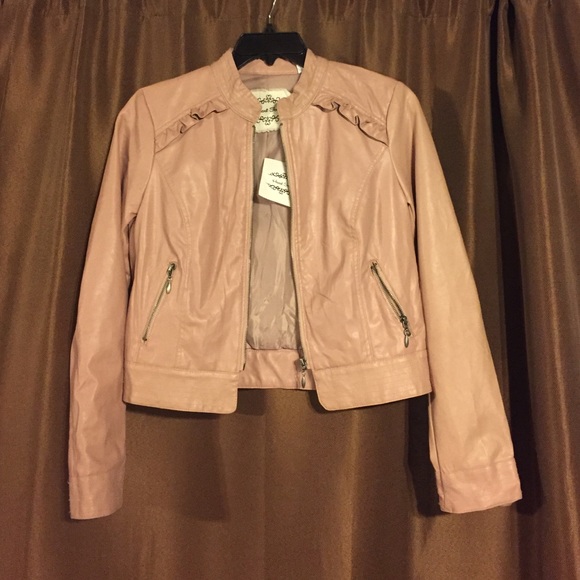 Pink juniors faux leather jacket