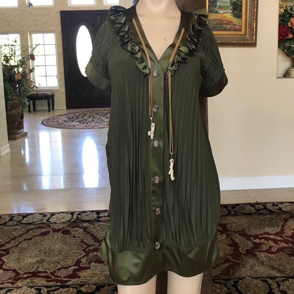 Meghan los Angeles olive silk dress size 2 new!