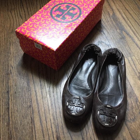Brown Tory Burch Reva flats