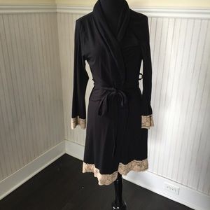 Eberjey Black/Cream lace robe