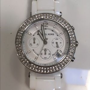 Micheal Kors White Ceramic Glitz watch