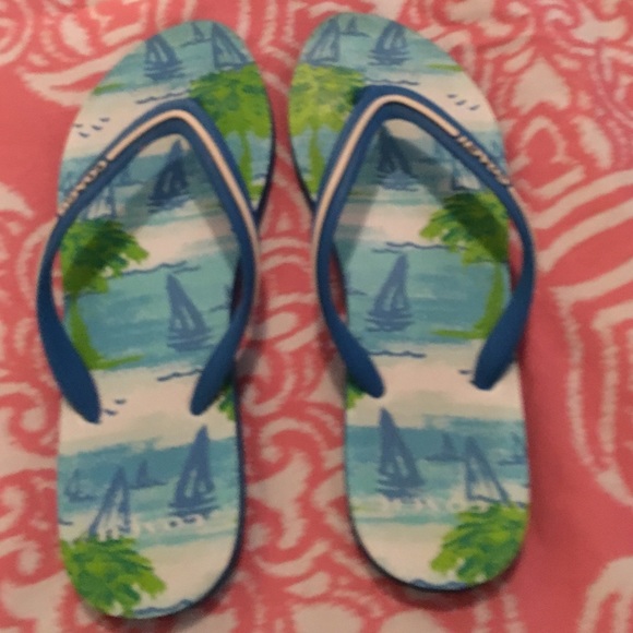 Coach tropical flip flops size seven