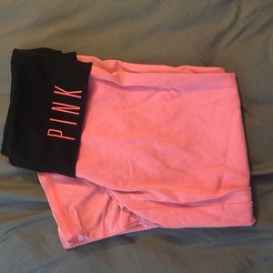 Coral with black bank PINK yoga capris
