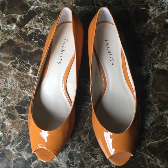 🌸 Talbots Orange Peep Toe Size 6.5 🌸