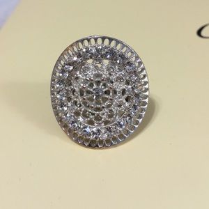 Crystal and Silver Cocktail Ring