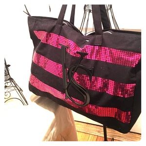 vs striped sequin tote