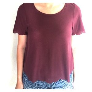 Stylish scalloped maroon top