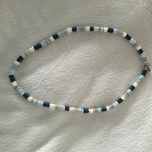 Blue/ grey/ white shell necklace