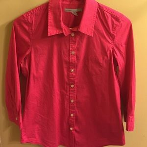 Pink polka dot button down shirt