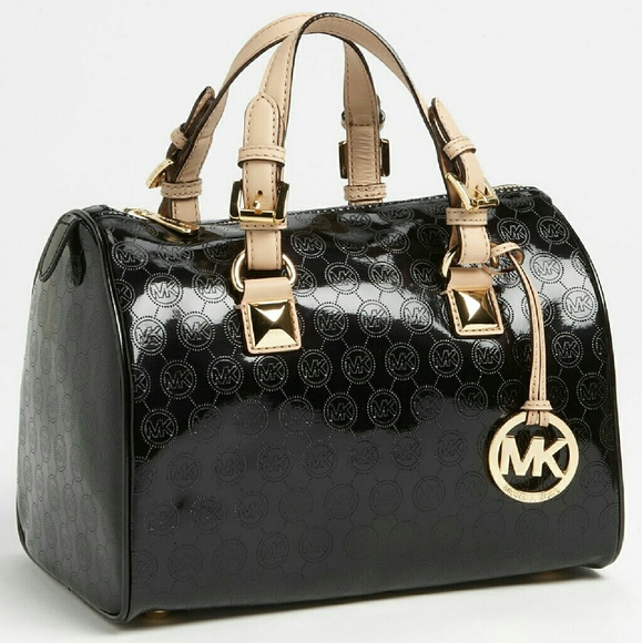 michael kors medium satchel black--inside all gold