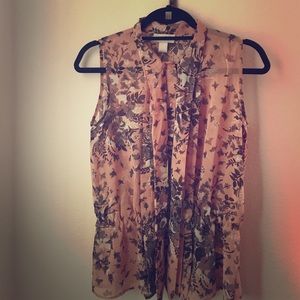 Floral Sheer Ann Taylor Loft Blouse