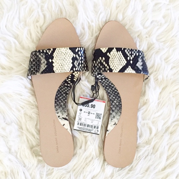 Zara new slide slip on sandal animal print