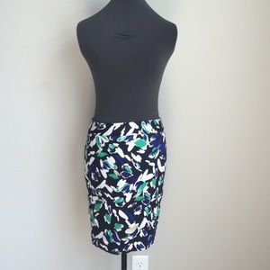 LOFT brush stroke floral pencil skirt