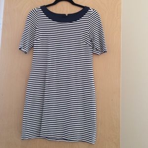 Blue and white striped dress