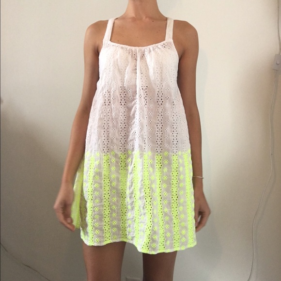 TOPSHOP Yellow White Broderie Cover Up