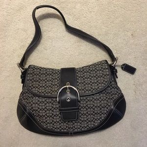 Coach Handbag, Signature Black and Gray
