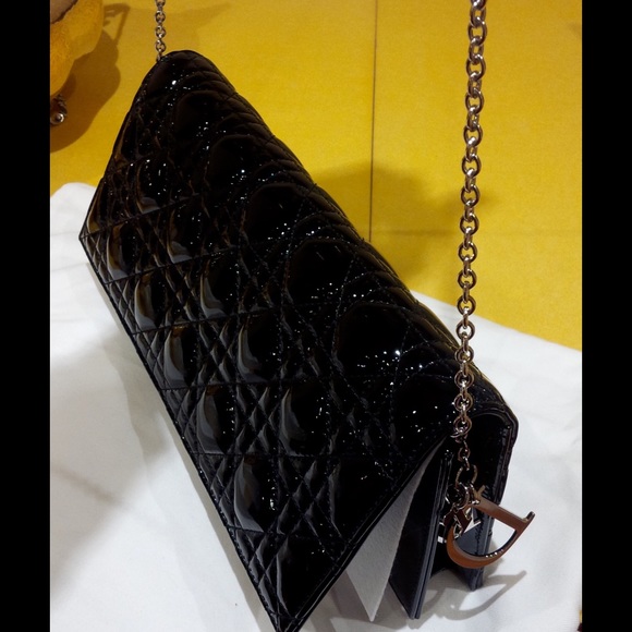 Christian Dior Clutch Patent Leather Black