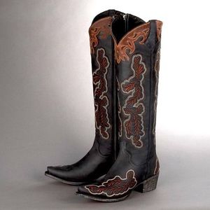 SOLD Lane boots tall black brown western boots 7