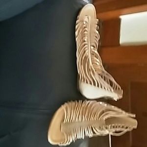 Brand new beige & gold gladiator sandals