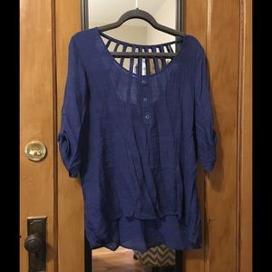 Royal blue blouse with cutout back