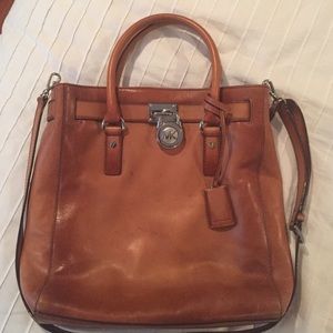 Michael Kors genuine leather tote in cognac