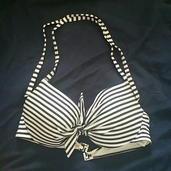 H&M NWOT striped bikini top 36B blue and white - Picture 2 of 3