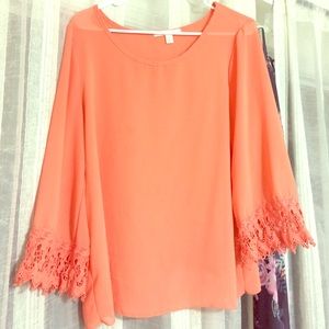 Francesca's Boutique Chiffon Coral Blouse