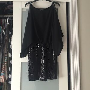 Black long sleeve and sequin night out dress