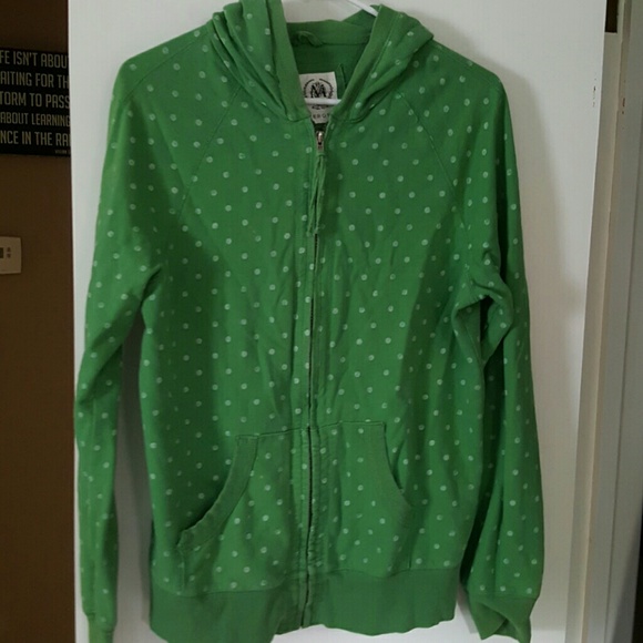 Kelly Green polka dot zip up hoodie