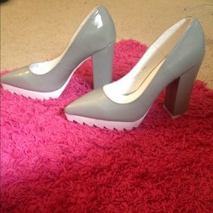 Pointed Patent Grey Heels