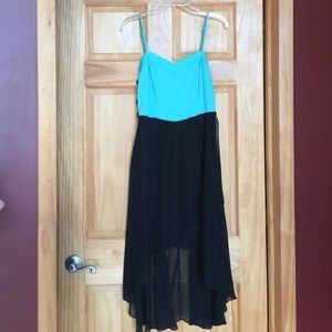 Teal and Black High-Low Dress